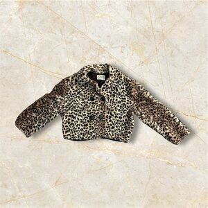 Leopard Print Faux Fur Kids Jacket